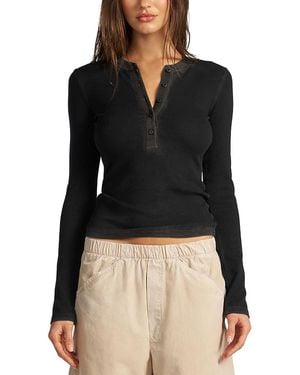 Cotton Citizen Verona Henley Top - Black