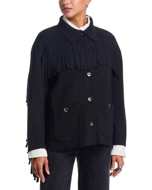 The Great The Western Fringe Sweater Jacket - Blue