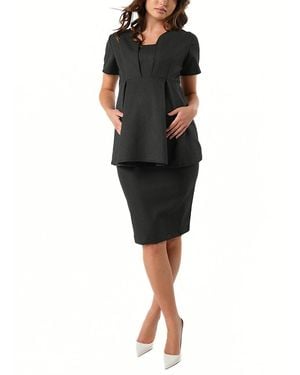 Marion Knee Length Maternity Pencil Skirt With Stretch Bump Panel - Black