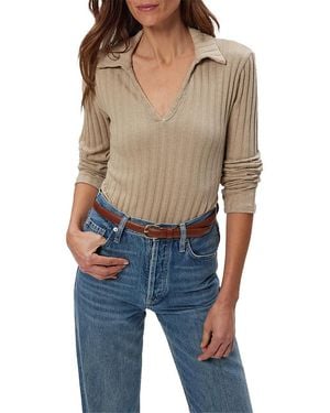 Michael Stars Liyah Long Sleeve Collared Top - Blue