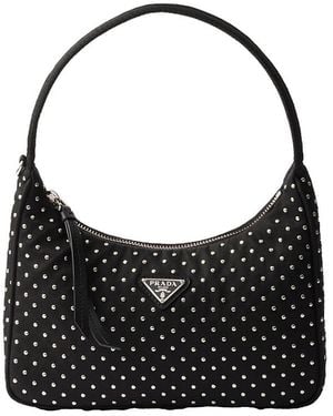 Prada Re-Edition Re-Nylon Mini Bag With Studs in Natural | Lyst