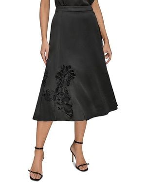 Donna Karan Embellished Satin Midi Skirt - Black