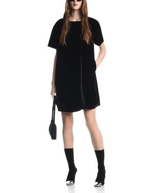 Emporio Armani Glitter Velvet Short Sleeve Dress - Black