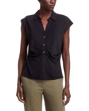 Sioni Short Sleeve Half Placket Pullover Top - Blue