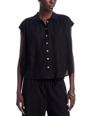 SINGLE THREAD Short Sleeved Button Front Camp Shirt - Blue