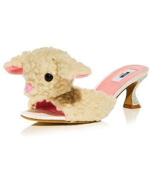 Moschino Dolly Lamb Kitten Mules - Pink