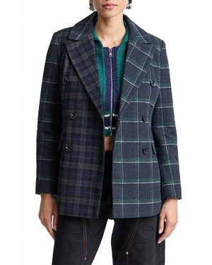 Avec Les Filles Double Breasted Blazer - Blue