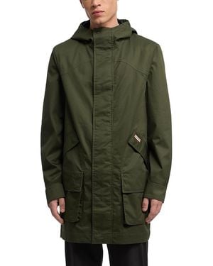 HUNTER Downing Coated Cotton Hooded Rain Jacket - Green