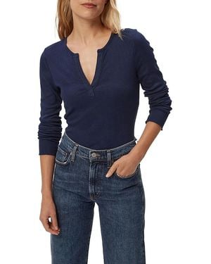 Michael Stars Salem Mixed Placket Henley Tee - Blue