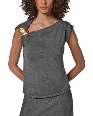 Donna Karan Wool Asymmetric Top - Gray