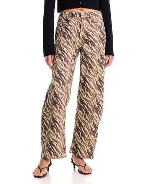 Aqua High Rise Zebra Print Wide Leg Jeans - Natural