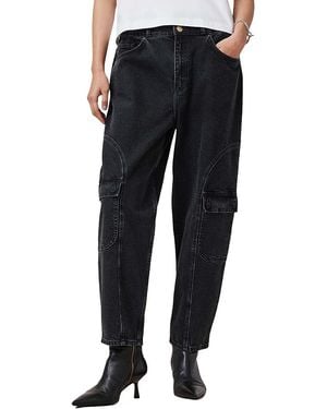AllSaints Daisy Mae High Rise Cropped Tapered Cargo Jeans - Blue