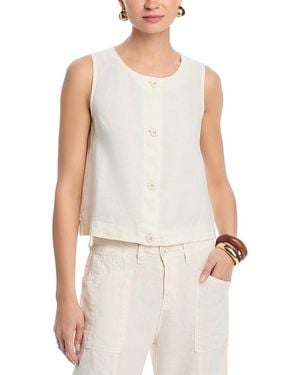 L'Agence Foster Sleeveless A Line Linen Top - White