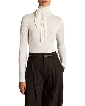 Vince Long Sleeve Tie Neck Top - White