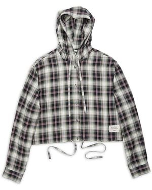 Acne Studios Hooded Plaid Blouse - Gray