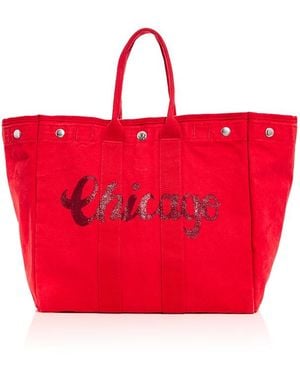 Alex Mill Chi Perfect Weekend Hand Painted Cotton Tote - Red