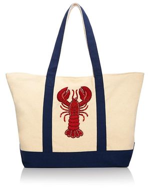 Aqua Large Canvas Tote - Blue