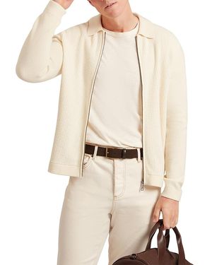 Ted Baker Fenrys Waffle Stitch Zip Sweater Jacket - Natural