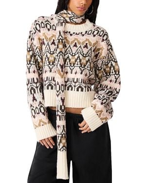 Steve Madden Mindie Cropped Fair Isle Sweater - Black