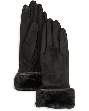 Echo Faux Fur Cuff Stretch Tech Gloves - Black