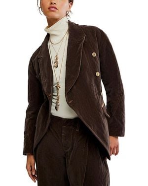 Free People August Cotton Blend Velvet Jacket - Black