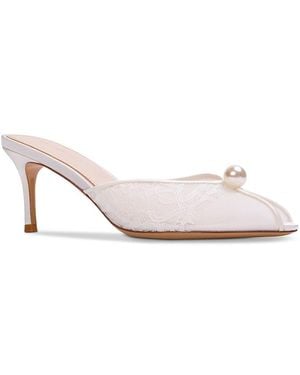 Black Suede Studio Pearl Mesh Slipper Court Shoes - Pink