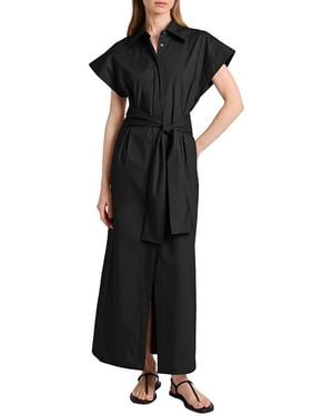 Santorelli Nisa Cap Sleeve Poplin Shirt Dress - Black