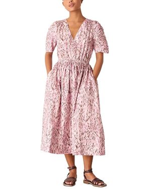 Whistles Petite Leopard Midi Dress - Pink