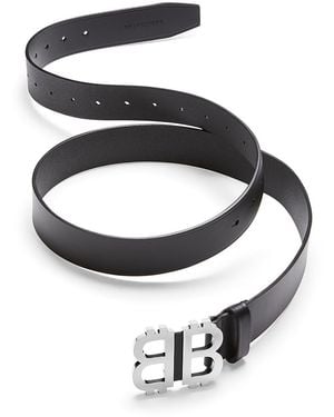 Balenciaga Crypto Bb 35 Leather Belt - Metallic