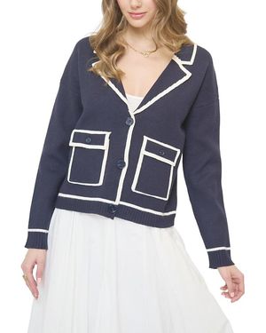Central Park West Alba Piped Sweater Jacket - Blue