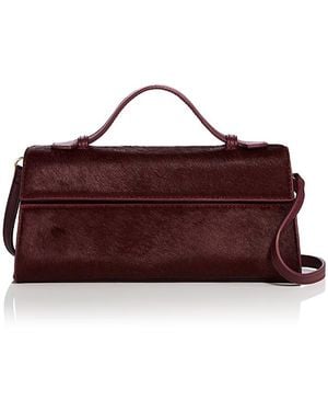 Aqua East West Calf Hair Top Handle Shoulder Bag - Purple