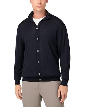BOGGI Wool Silk Cashmere Mock Neck Cardigan - Blue