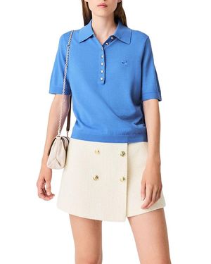 Maje Polo Collar Short Sleeve Sweater - Blue