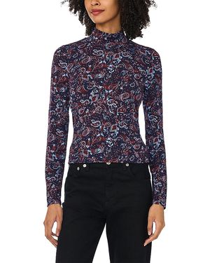 Vince Camuto Mock Neck Long Sleeve Top - Blue