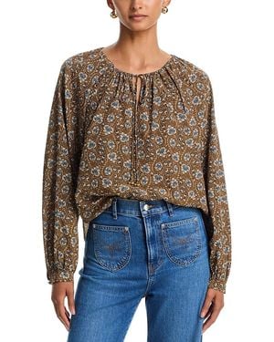 Veronica Beard Rhosen Long Sleeve Blouse - Blue