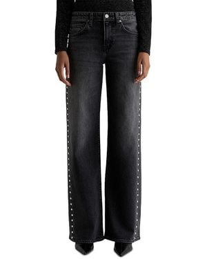 AG Jeans Studded Low Rise Wide Leg Jeans - Black