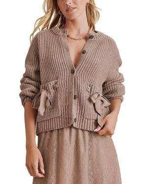 Splendid Selena Satin Tie Cardigan - Brown