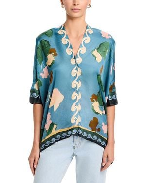 Johnny Was Fatima V Neck Blouse - Blue