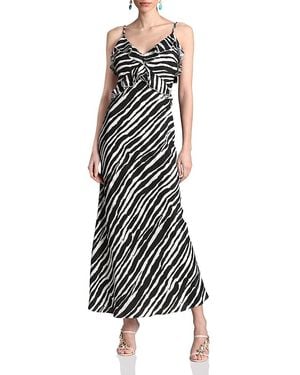 Avec Les Filles Braided Strap Ruffle Maxi Dress - Black