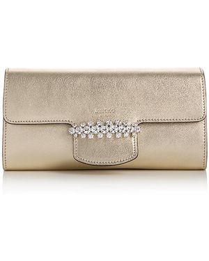 Jimmy Choo Bing Leather Wallet On Chain - Natural