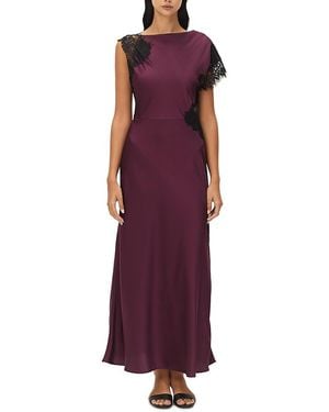 Elodie the Label Maris Satin Lace Trim Asymmetric Dress - Purple