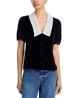 FRAME The Velvet Sailor Blouse - Black