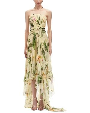 Oscar de la Renta Silk Orchid Draped Gown - Metallic