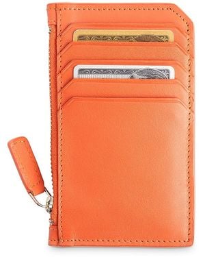ROYCE New York Leather Zipper Credit Card Case - Orange