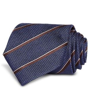 Canali Silk Classic Textured Stripe Tie - Blue