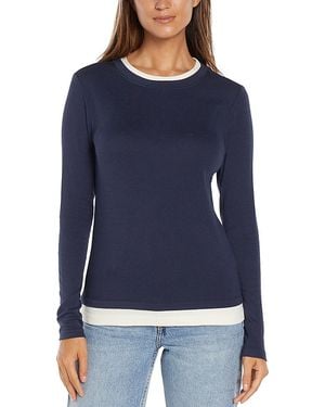 Three Dots Veronica Layered Long Sleeve Tee - Blue