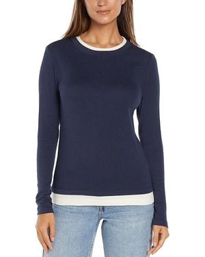 Three Dots Veronica Layered Long Sleeve Tee - Blue