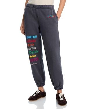 Vintage Havana Embroidered Fleece Sweatpants - Blue