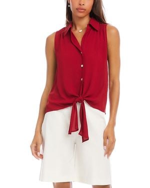 Karen Kane Sleeveless Tie Front Top - Red
