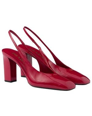 Prada Patent Leather Slingback Pumps - Red